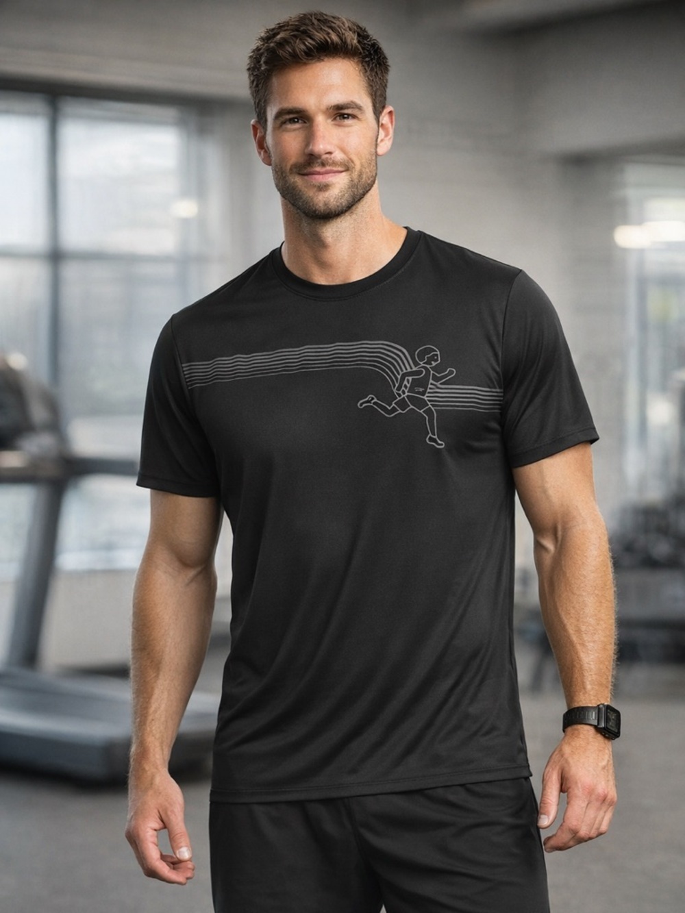 Brooks Black reflective gray Graphic Short Sleeve Tee